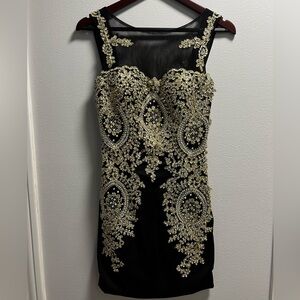 May Queen Black Beaded Bodycon Dress Size 4
